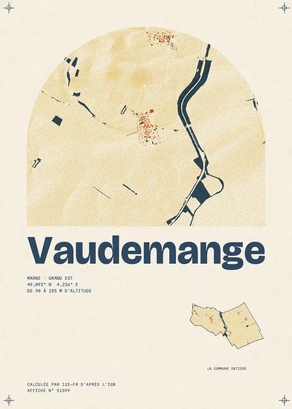 Affiche de Vaudemange, calculée par 123-fr d'après l'IGN