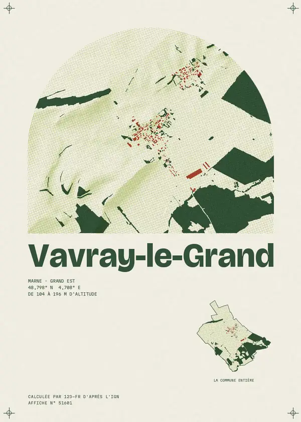 Affiche de Vavray-le-Grand, calculée par 123-fr d'après l'IGN