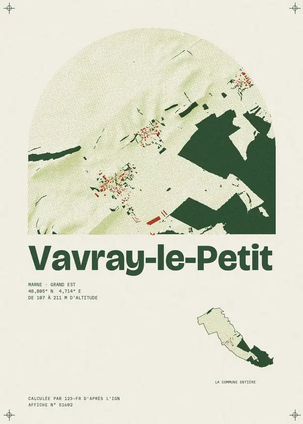 Affiche de Vavray-le-Petit, calculée par 123-fr d'après l'IGN