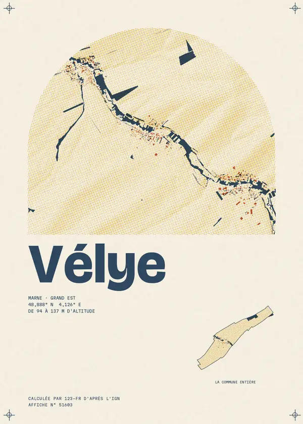 Affiche de Vélye, calculée par 123-fr d'après l'IGN