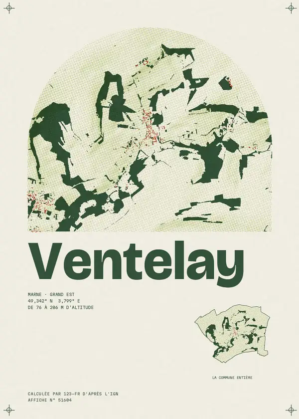 Affiche de Ventelay, calculée par 123-fr d'après l'IGN