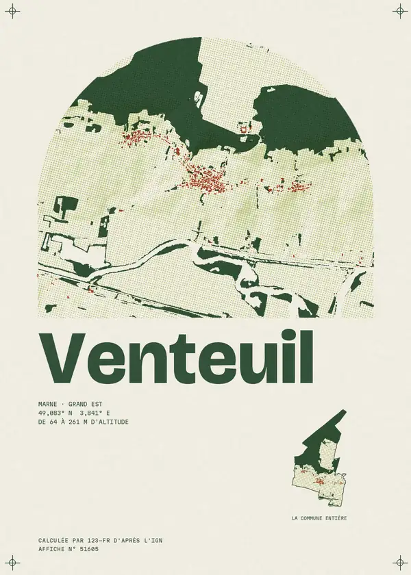Affiche de Venteuil, calculée par 123-fr d'après l'IGN