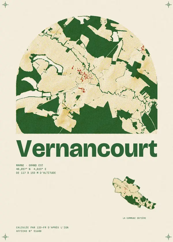 Affiche de Vernancourt, calculée par 123-fr d'après l'IGN