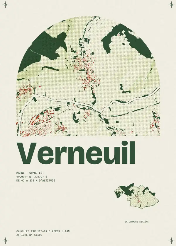 Affiche de Verneuil, calculée par 123-fr d'après l'IGN