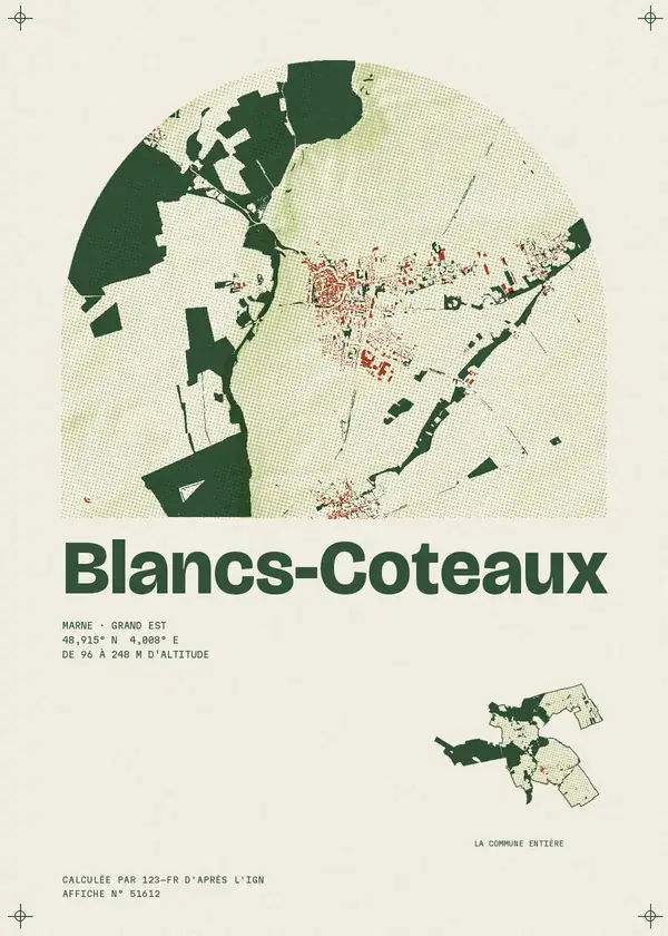 Affiche de Blancs-Coteaux, calculée par 123-fr d'après l'IGN
