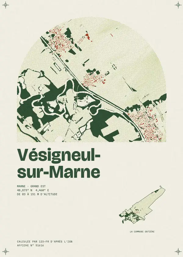 Affiche de Vésigneul-sur-Marne, calculée par 123-fr d'après l'IGN
