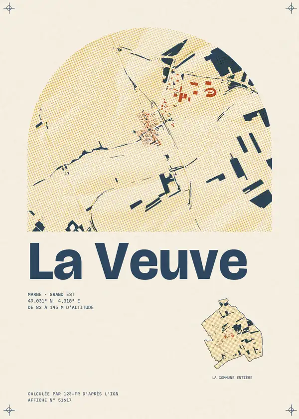 Affiche de La Veuve, calculée par 123-fr d'après l'IGN