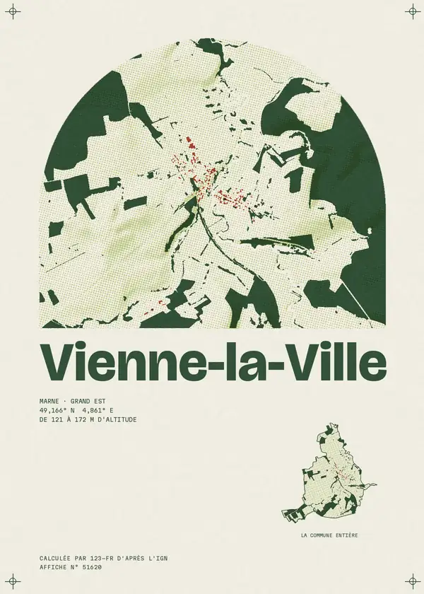 Affiche de Vienne-la-Ville, calculée par 123-fr d'après l'IGN