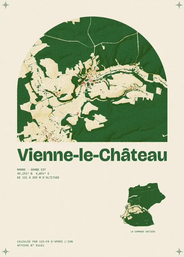 Affiche de Vienne-le-Château, calculée par 123-fr d'après l'IGN