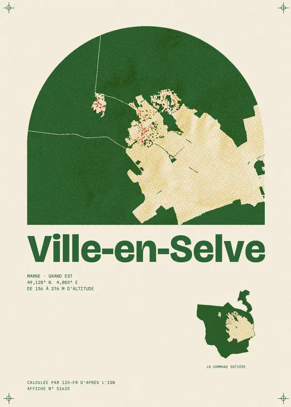 Affiche de Ville-en-Selve, calculée par 123-fr d'après l'IGN