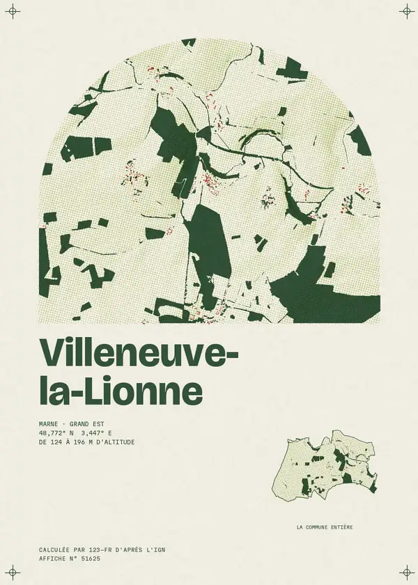 Affiche de Villeneuve-la-Lionne, calculée par 123-fr d'après l'IGN