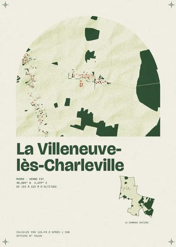 Affiche de La Villeneuve-lès-Charleville, calculée par 123-fr d'après l'IGN