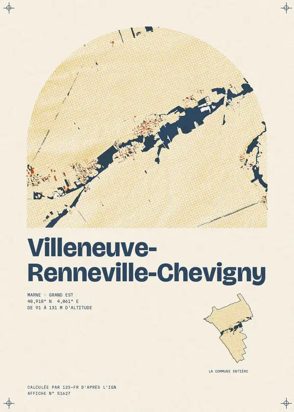 Affiche de Villeneuve-Renneville-Chevigny, calculée par 123-fr d'après l'IGN