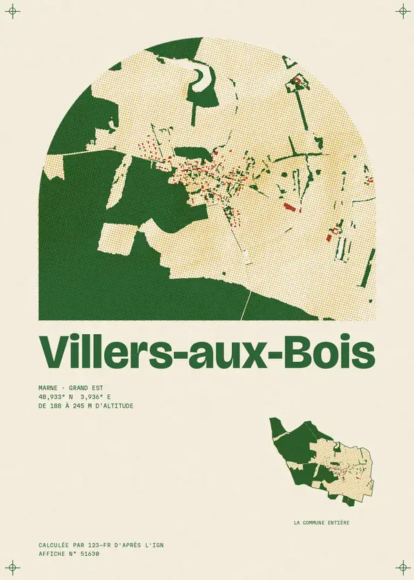 Affiche de Villers-aux-Bois, calculée par 123-fr d'après l'IGN