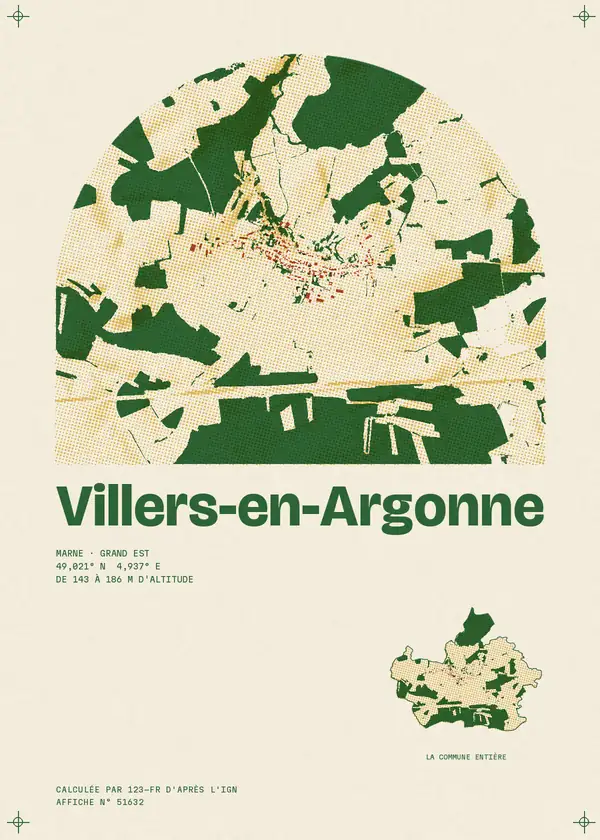 Affiche de Villers-en-Argonne, calculée par 123-fr d'après l'IGN