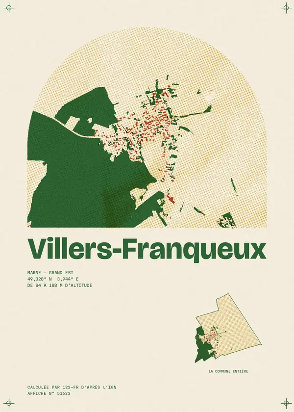 Affiche de Villers-Franqueux, calculée par 123-fr d'après l'IGN