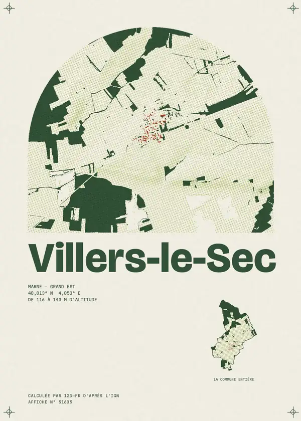 Affiche de Villers-le-Sec, calculée par 123-fr d'après l'IGN