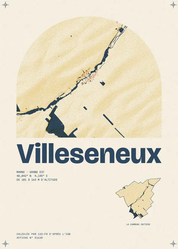 Affiche de Villeseneux, calculée par 123-fr d'après l'IGN