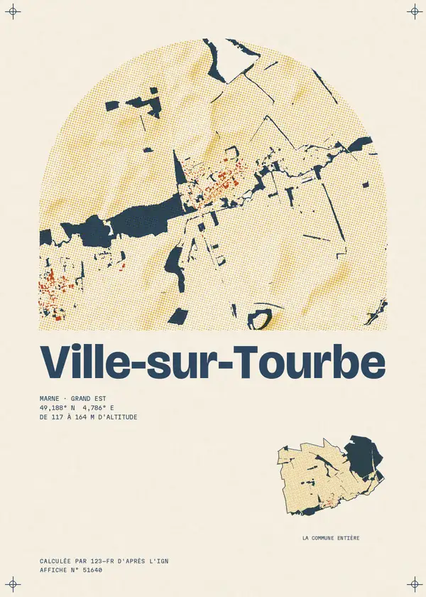 Affiche de Ville-sur-Tourbe, calculée par 123-fr d'après l'IGN