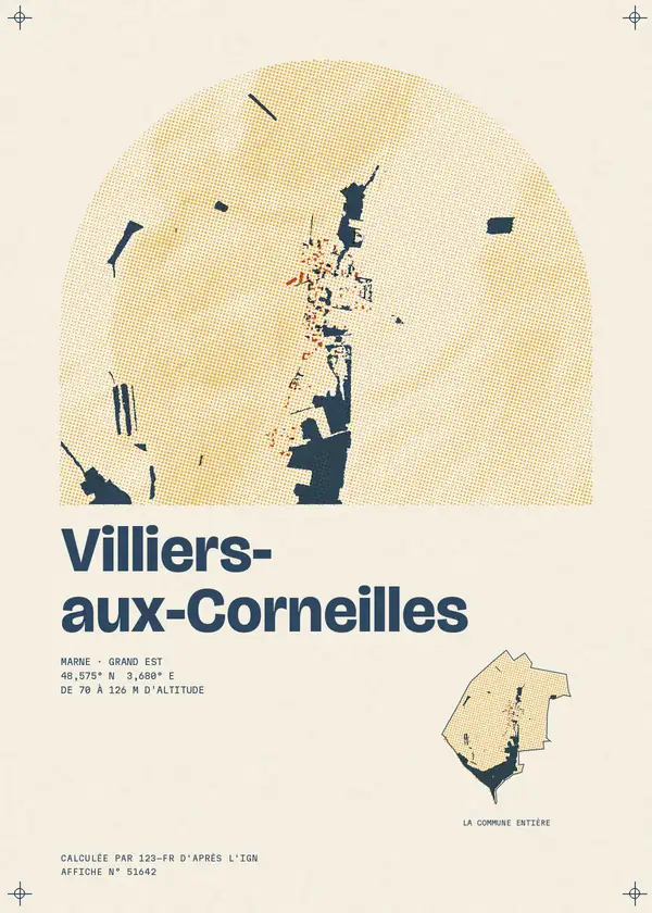 Affiche de Villiers-aux-Corneilles, calculée par 123-fr d'après l'IGN