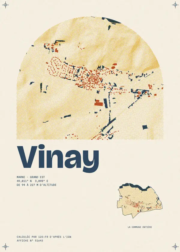 Affiche de Vinay, calculée par 123-fr d'après l'IGN