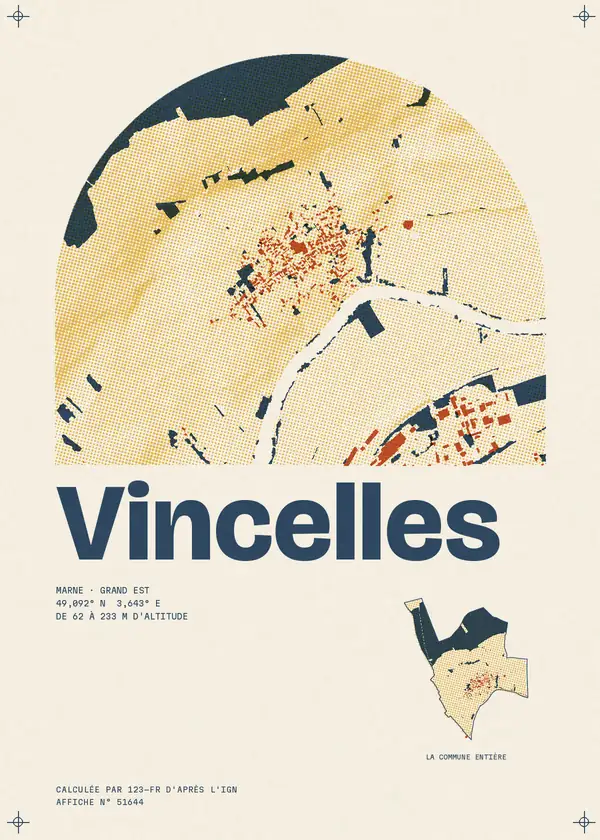 Affiche de Vincelles, calculée par 123-fr d'après l'IGN