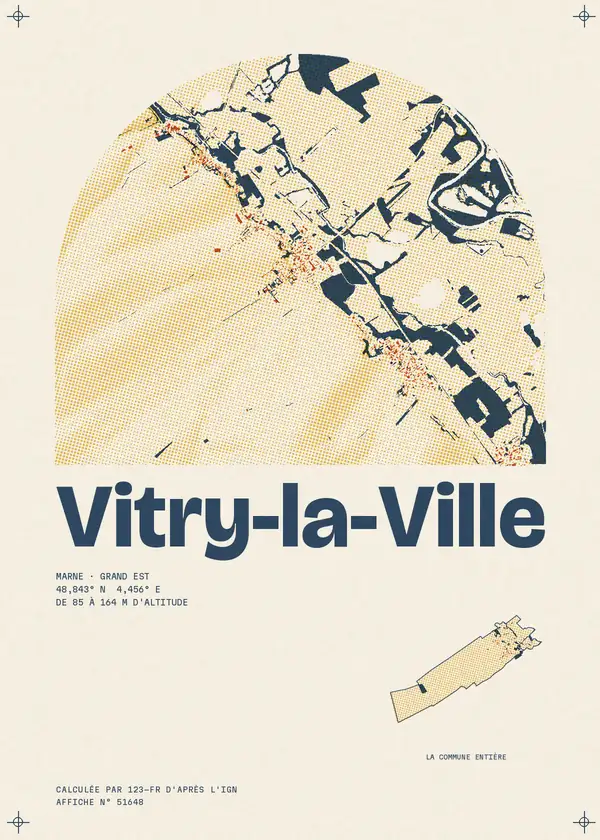 Affiche de Vitry-la-Ville, calculée par 123-fr d'après l'IGN