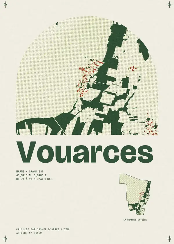 Affiche de Vouarces, calculée par 123-fr d'après l'IGN