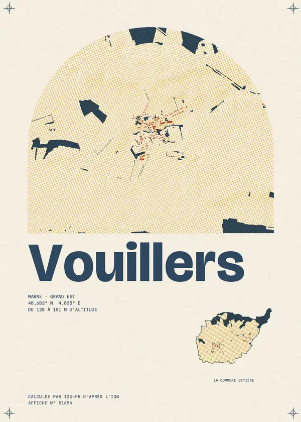 Affiche de Vouillers, calculée par 123-fr d'après l'IGN