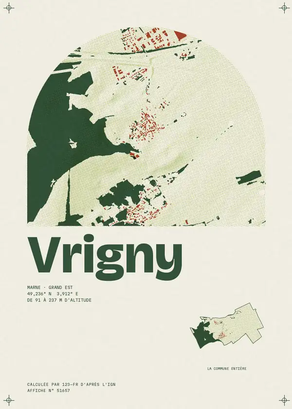 Affiche de Vrigny, calculée par 123-fr d'après l'IGN