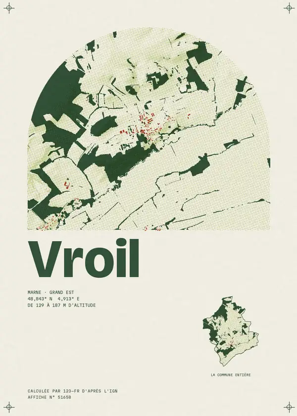 Affiche de Vroil, calculée par 123-fr d'après l'IGN