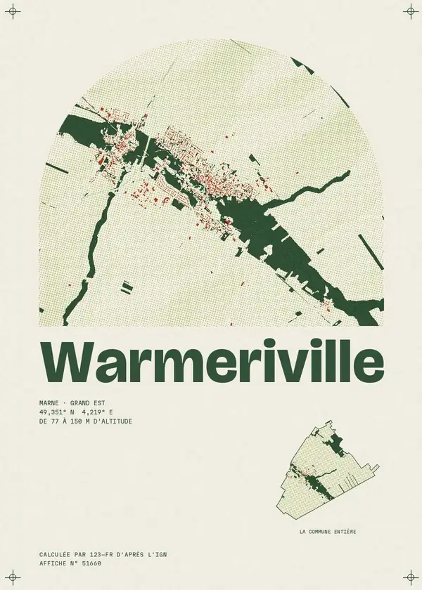 Affiche de Warmeriville, calculée par 123-fr d'après l'IGN