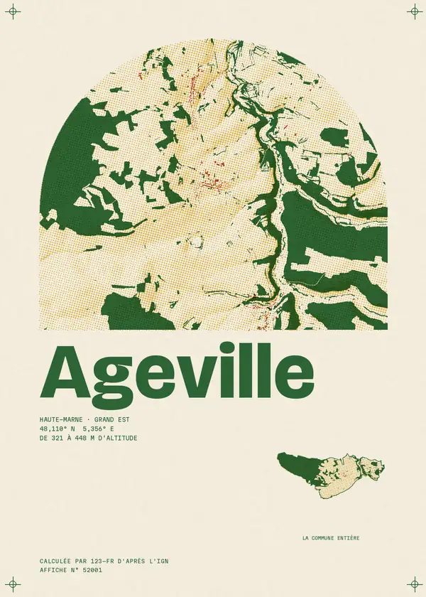 Affiche de Ageville, calculée par 123-fr d'après l'IGN