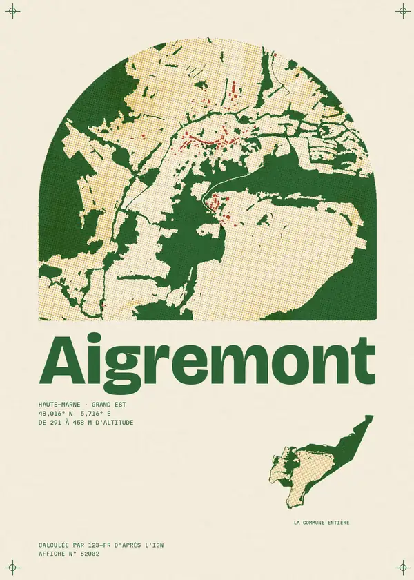 Affiche de Aigremont, calculée par 123-fr d'après l'IGN