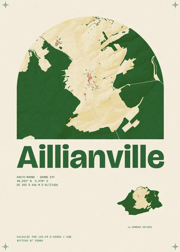 Affiche de Aillianville, calculée par 123-fr d'après l'IGN