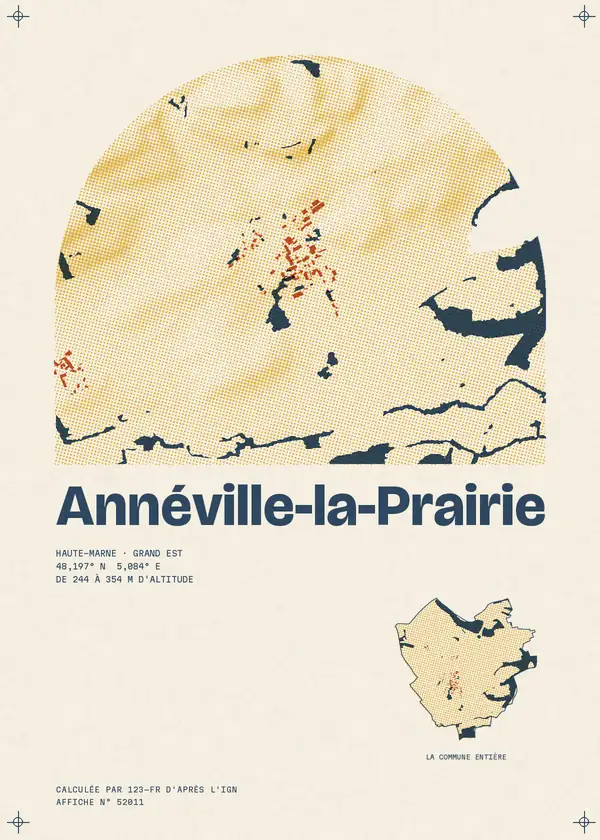Affiche de Annéville-la-Prairie, calculée par 123-fr d'après l'IGN