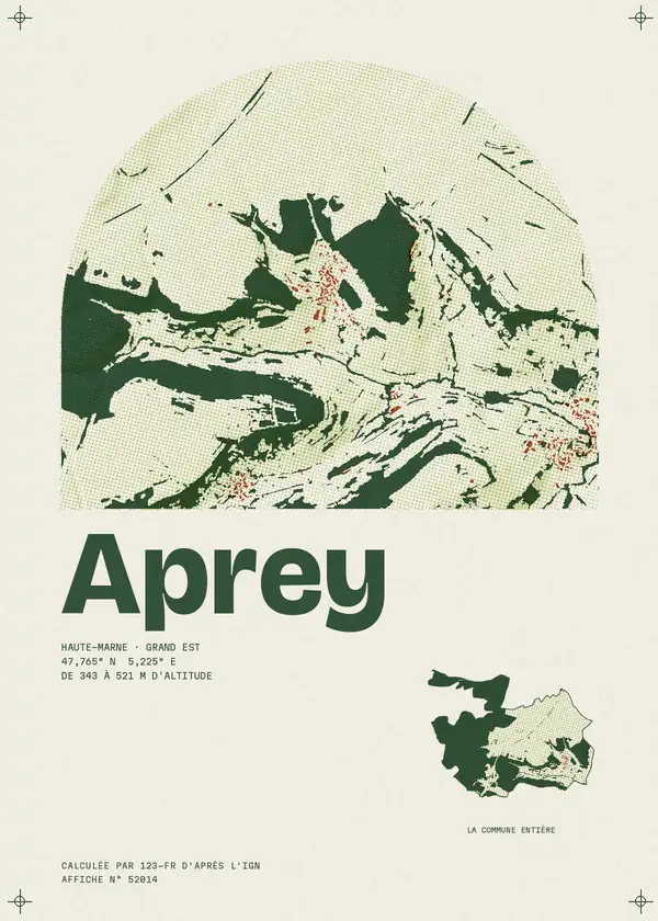 Affiche de Aprey, calculée par 123-fr d'après l'IGN