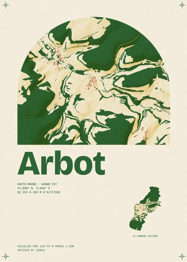 Affiche de Arbot, calculée par 123-fr d'après l'IGN