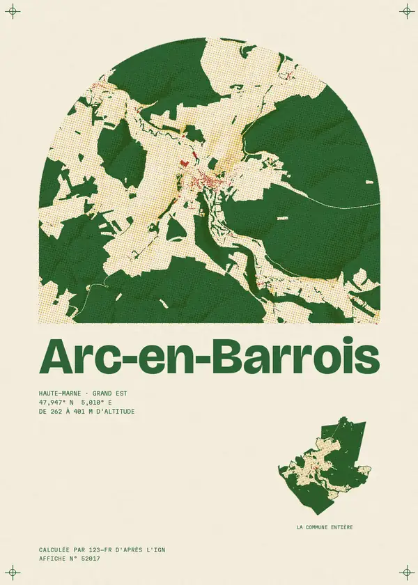 Affiche de Arc-en-Barrois, calculée par 123-fr d'après l'IGN