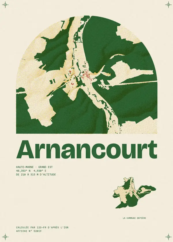 Affiche de Arnancourt, calculée par 123-fr d'après l'IGN
