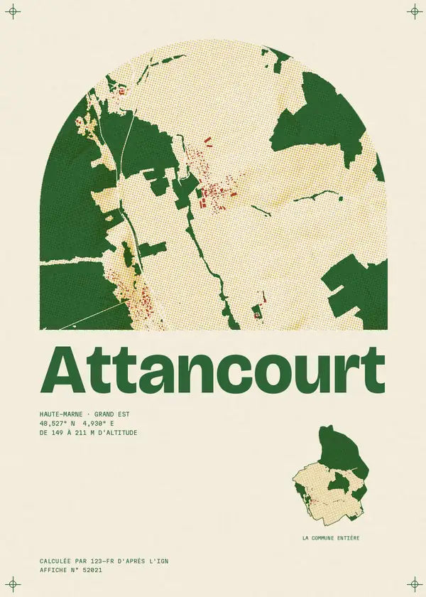 Affiche de Attancourt, calculée par 123-fr d'après l'IGN