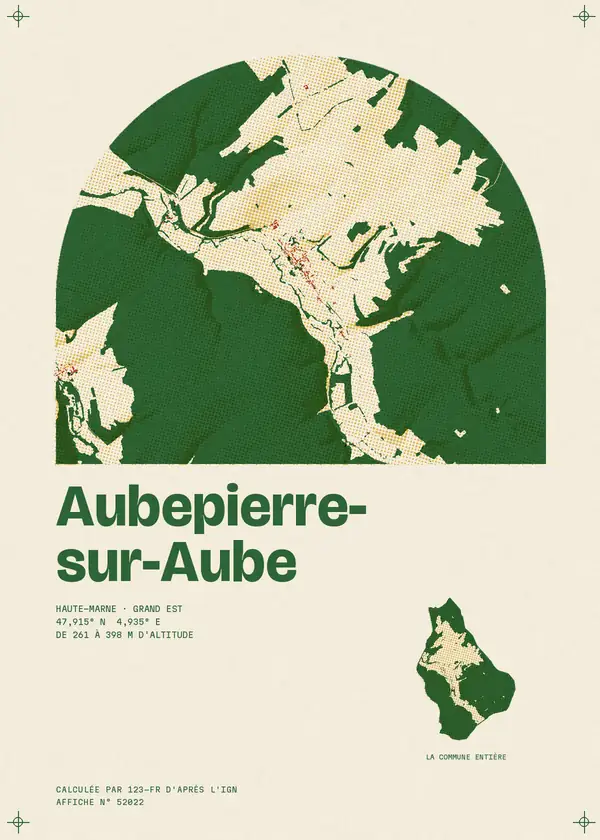 Affiche de Aubepierre-sur-Aube, calculée par 123-fr d'après l'IGN