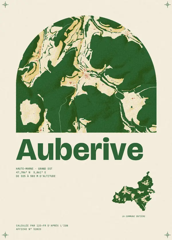 Affiche de Auberive, calculée par 123-fr d'après l'IGN