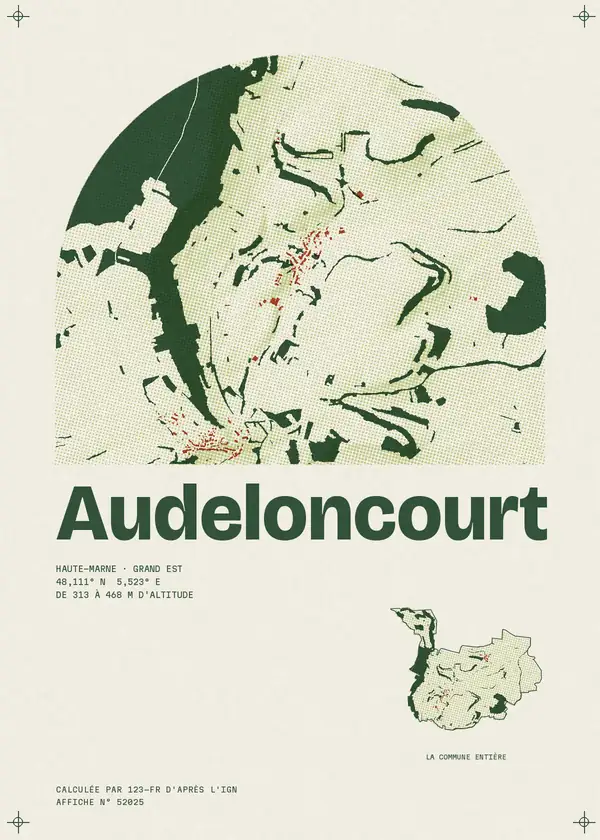 Affiche de Audeloncourt, calculée par 123-fr d'après l'IGN