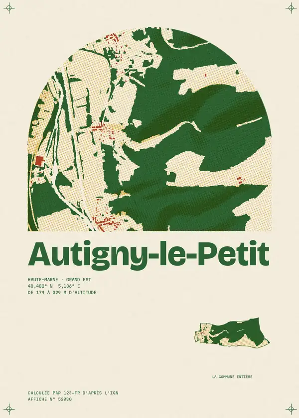 Affiche de Autigny-le-Petit, calculée par 123-fr d'après l'IGN