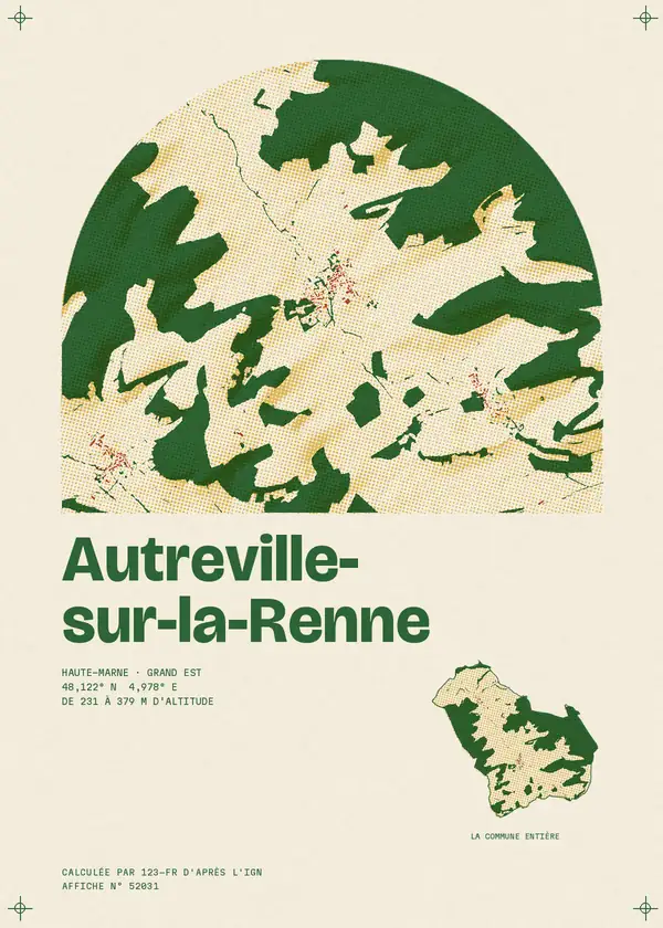 Affiche de Autreville-sur-la-Renne, calculée par 123-fr d'après l'IGN