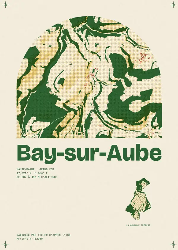 Affiche de Bay-sur-Aube, calculée par 123-fr d'après l'IGN