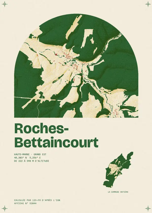 Affiche de Roches-Bettaincourt, calculée par 123-fr d'après l'IGN