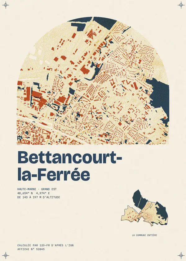 Affiche de Bettancourt-la-Ferrée, calculée par 123-fr d'après l'IGN