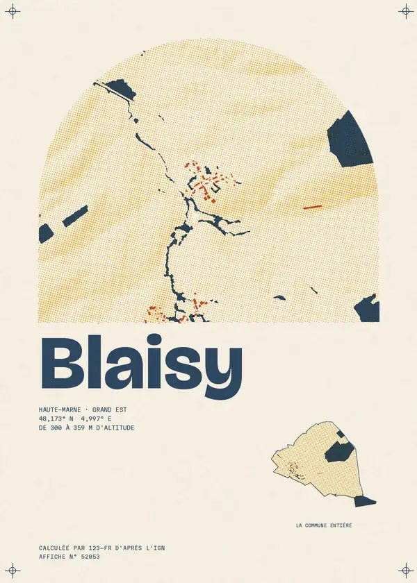 Affiche de Blaisy, calculée par 123-fr d'après l'IGN